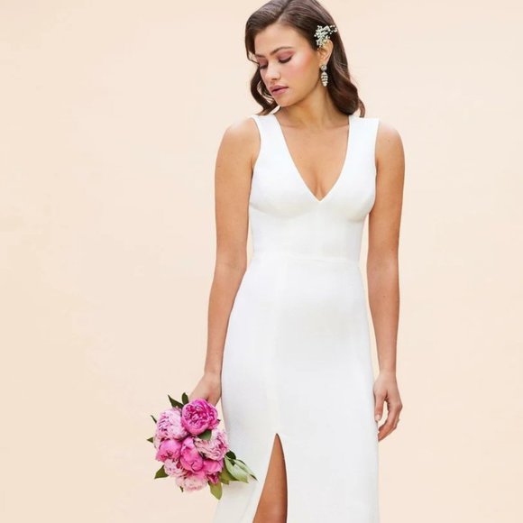 Sandra White Curved-Back Mermaid Gown - XL / OFF WHITE - Picture 5 of 6